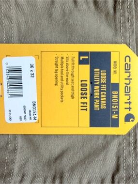 Carhartt Tan Canvas Utility Pant with Yellow Tag